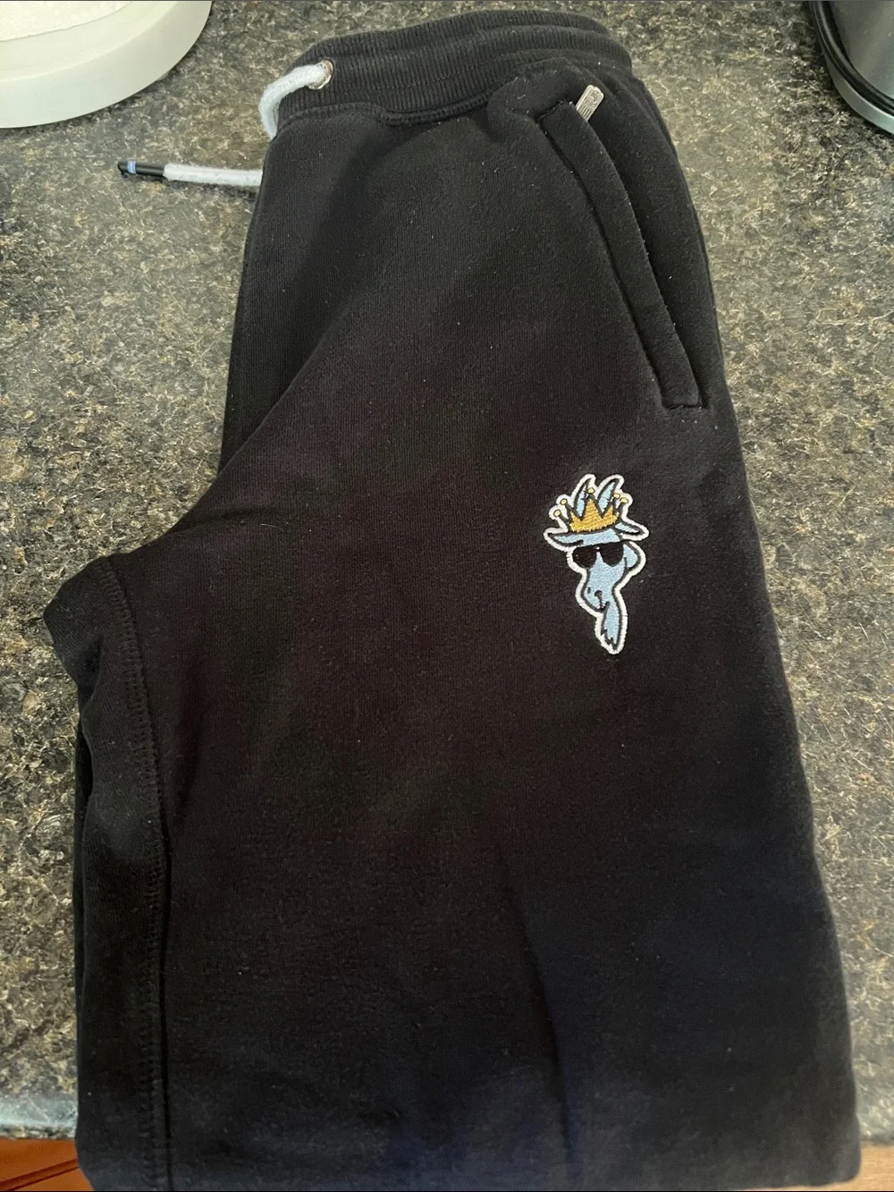 Kids Black Fleece Jogger Pants with Crown GOAT